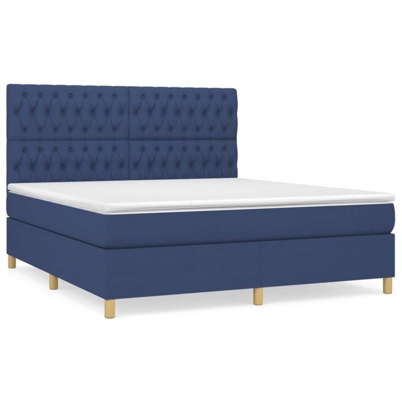 vidaXL Boxspringbett mit Matratze Blau 180x200 cm Stoff1358619 von VIDAXL