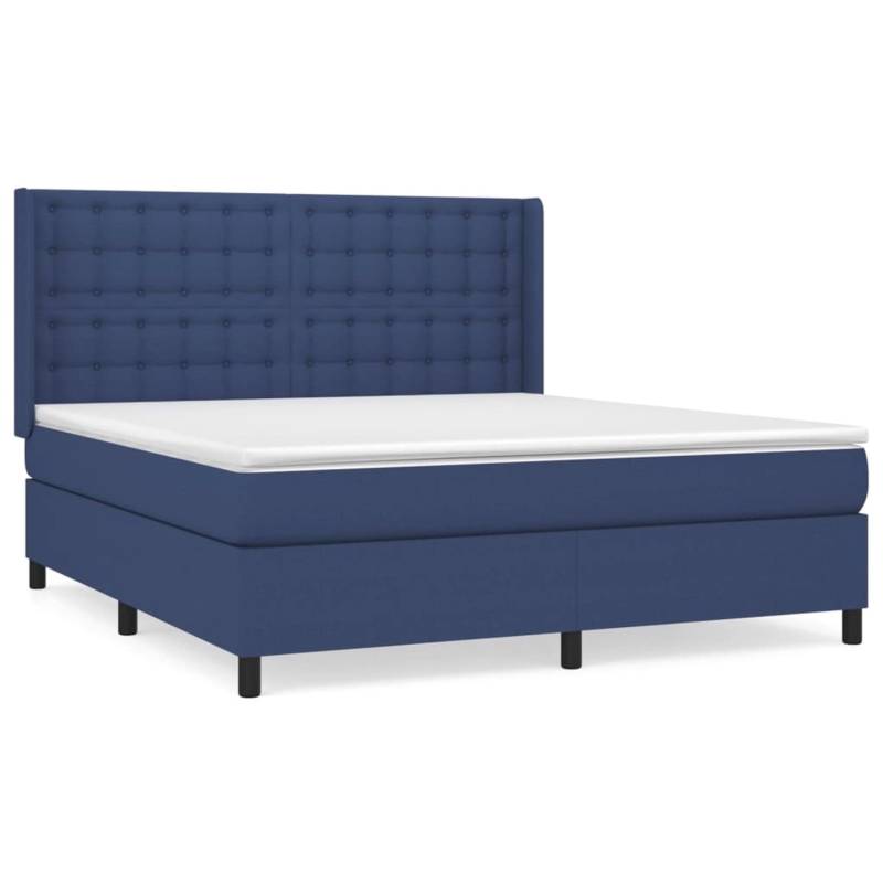 vidaXL Boxspringbett mit Matratze Blau 180x200 cm Stoff1377770 von VIDAXL