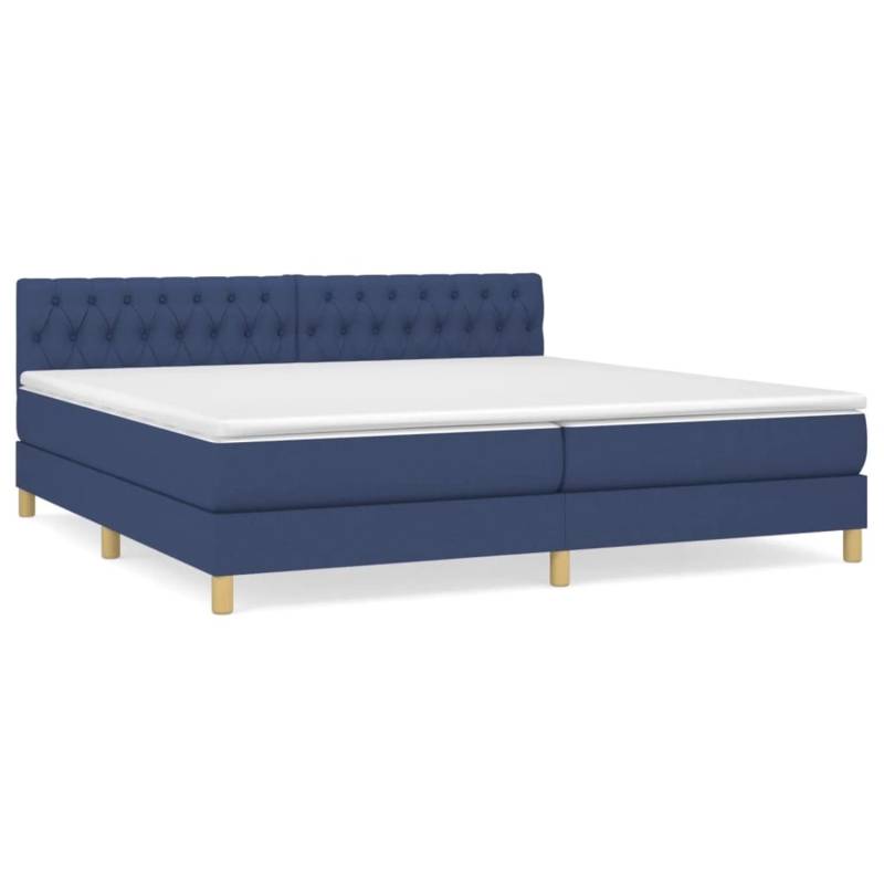 vidaXL Boxspringbett mit Matratze Blau 200x200 cm Stoff1389645 von VIDAXL