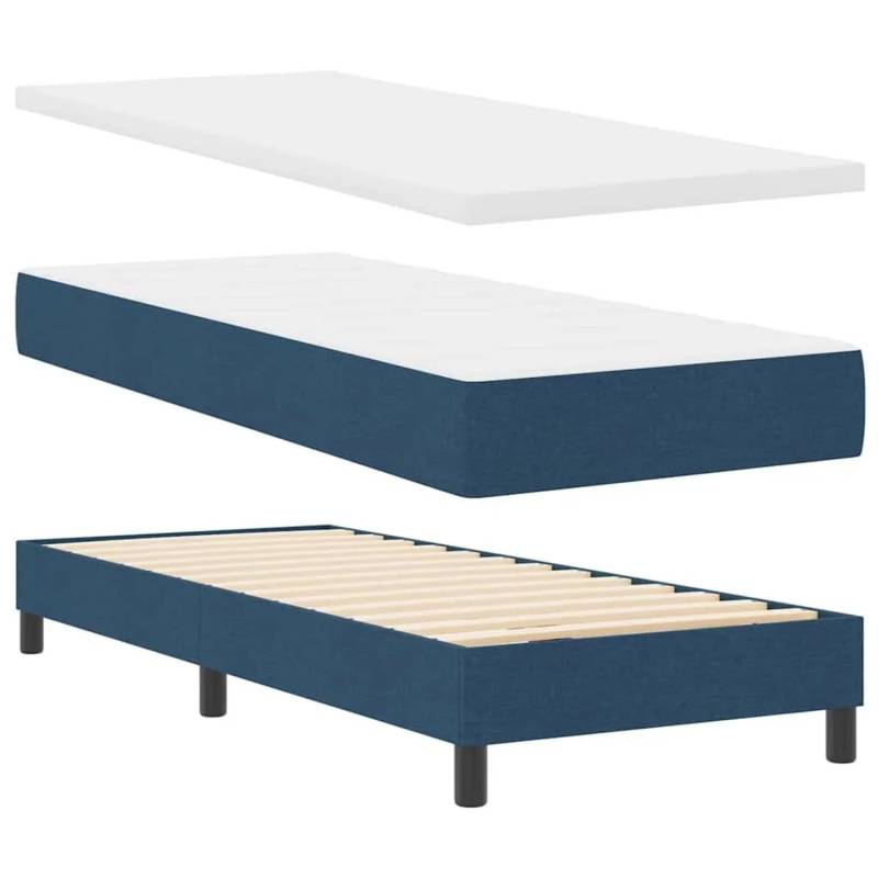 vidaXL Boxspringbett mit Matratze Blau 80 x 200 cm 3341138 von VIDAXL