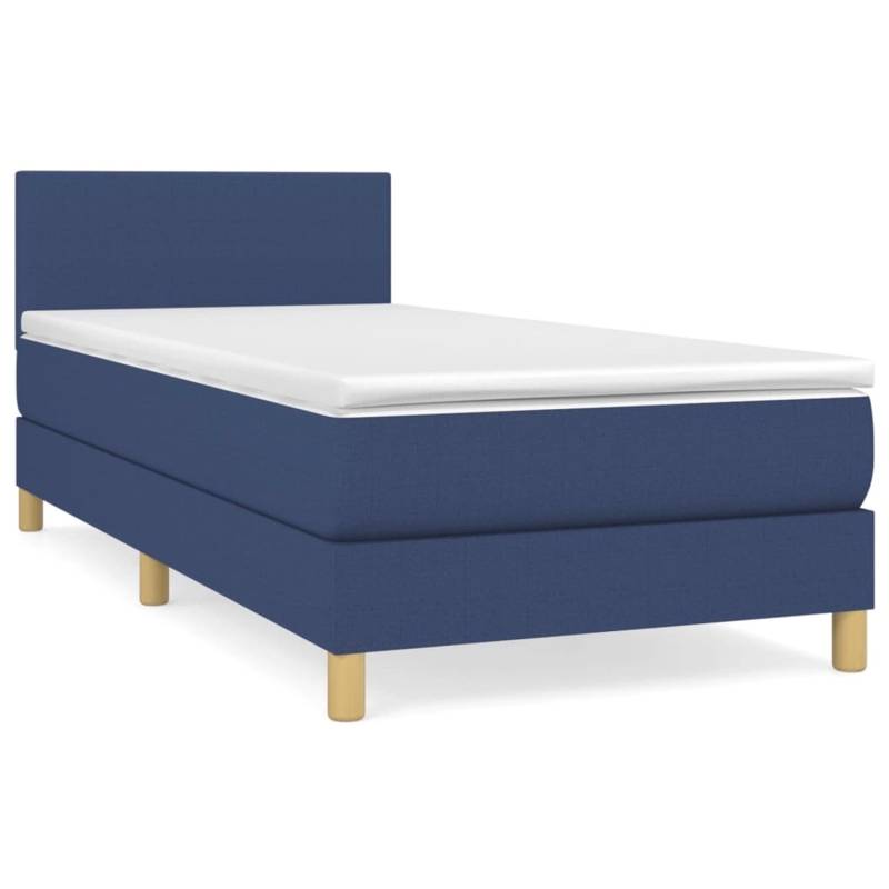 vidaXL Boxspringbett mit Matratze Blau 80x200 cm Stoff1373070 von VIDAXL