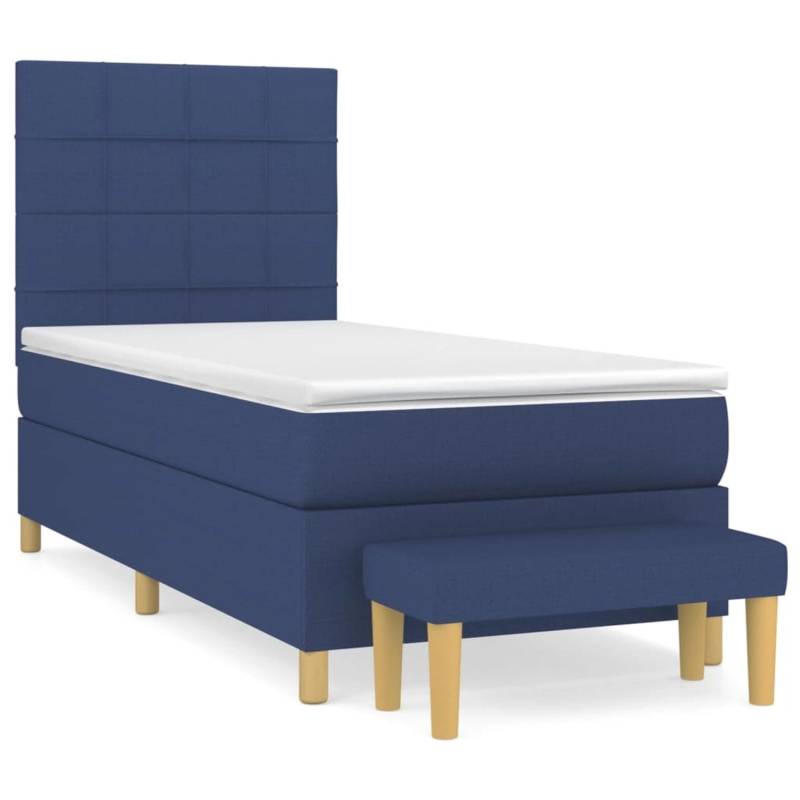 vidaXL Boxspringbett mit Matratze Blau 90x190 cm Stoff1358323 von VIDAXL