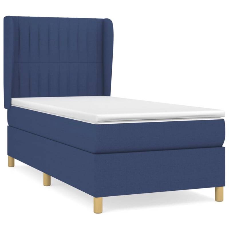 vidaXL Boxspringbett mit Matratze Blau 90x190 cm Stoff1372891 von VIDAXL