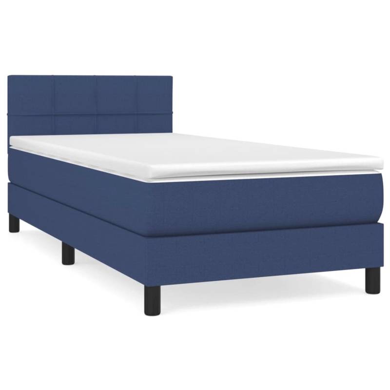 vidaXL Boxspringbett mit Matratze Blau 90x190 cm Stoff1467215 von VIDAXL