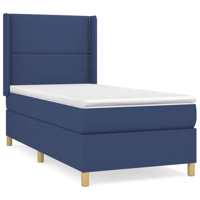 vidaXL Boxspringbett mit Matratze Blau 90x200 cm Stoff1377809 von VIDAXL