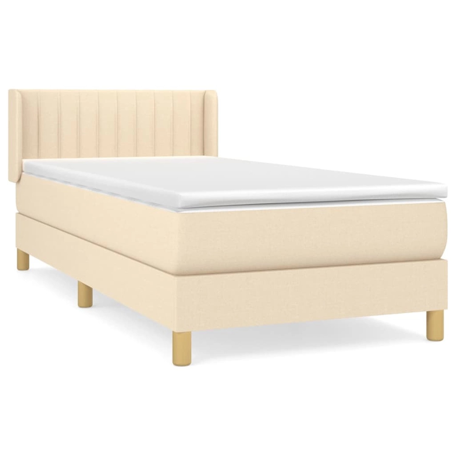 vidaXL Boxspringbett mit Matratze Creme 100x200 cm Stoff 3130414 von VIDAXL