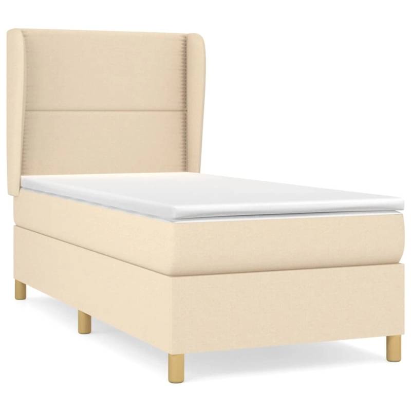 vidaXL Boxspringbett mit Matratze Creme 100x200 cm Stoff1372611 von VIDAXL