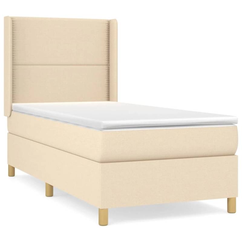 vidaXL Boxspringbett mit Matratze Creme 100x200 cm Stoff1379099 von VIDAXL