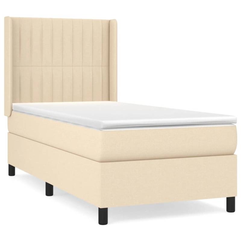 vidaXL Boxspringbett mit Matratze Creme 100x200 cm Stoff1389008 von VIDAXL