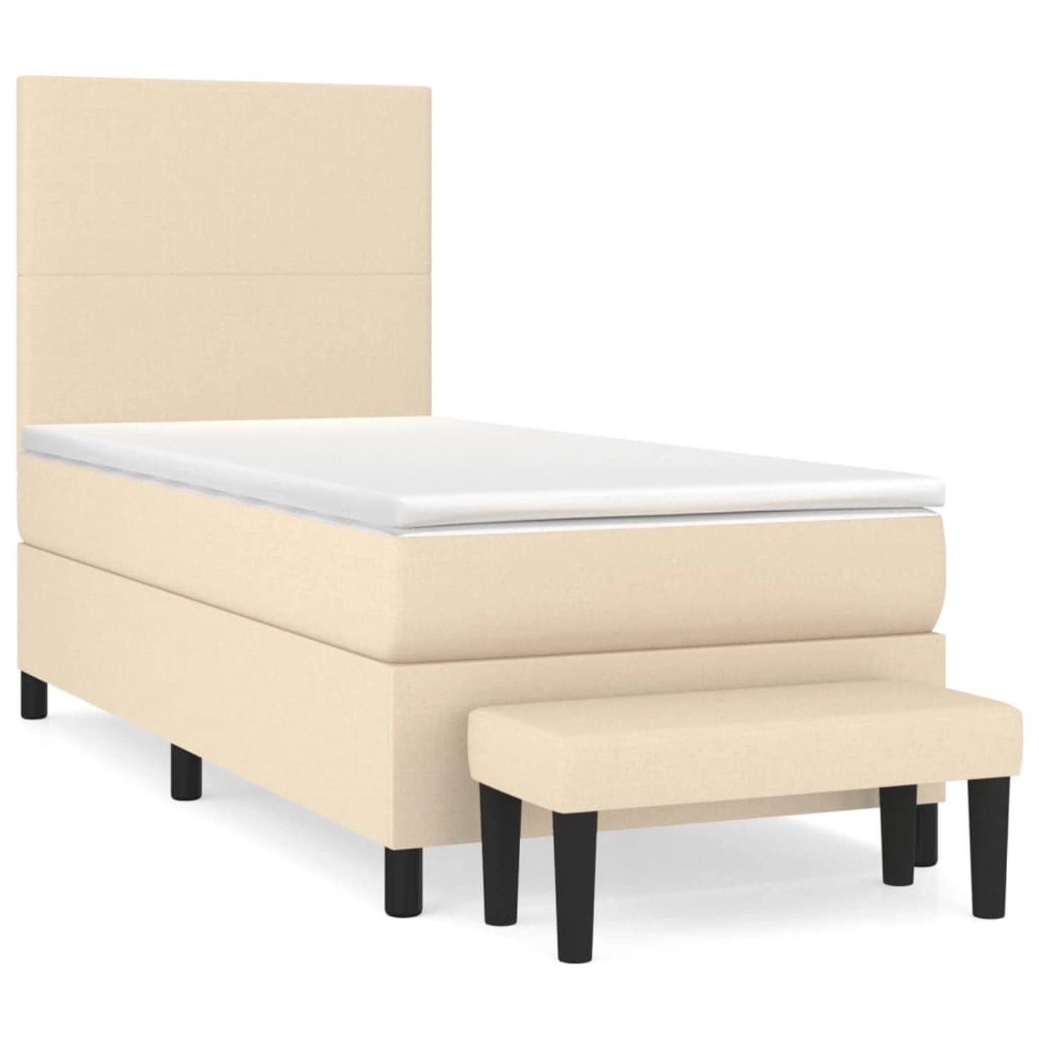vidaXL Boxspringbett mit Matratze Creme 100x200 cm Stoff1389064 von VIDAXL