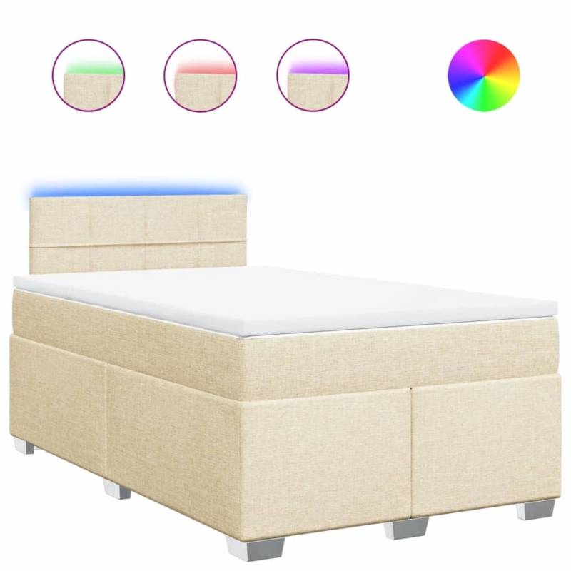 vidaXL Boxspringbett mit Matratze Creme 120x200 cm Stoff2097847 von VIDAXL