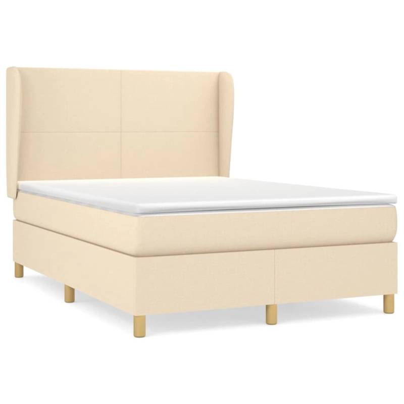 vidaXL Boxspringbett mit Matratze Creme 140x190 cm Stoff1397201 von VIDAXL