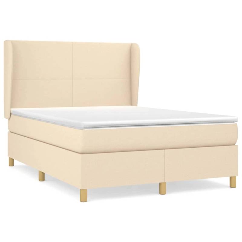 vidaXL Boxspringbett mit Matratze Creme 140x200 cm Stoff1372730 von VIDAXL