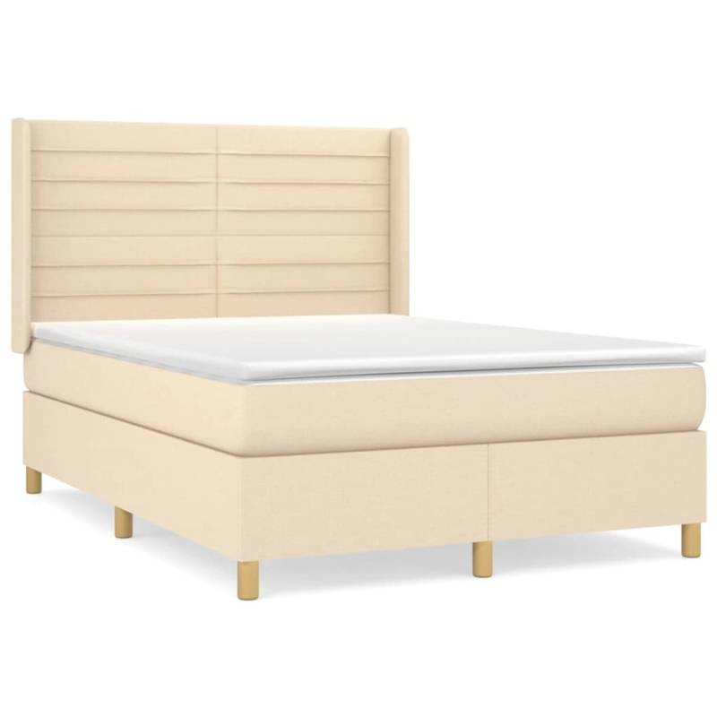 vidaXL Boxspringbett mit Matratze Creme 140x200 cm Stoff1380061 von VIDAXL