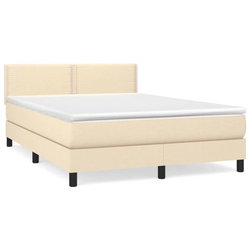 vidaXL Boxspringbett mit Matratze Creme 140x200 cm Stoff1389460 von VIDAXL