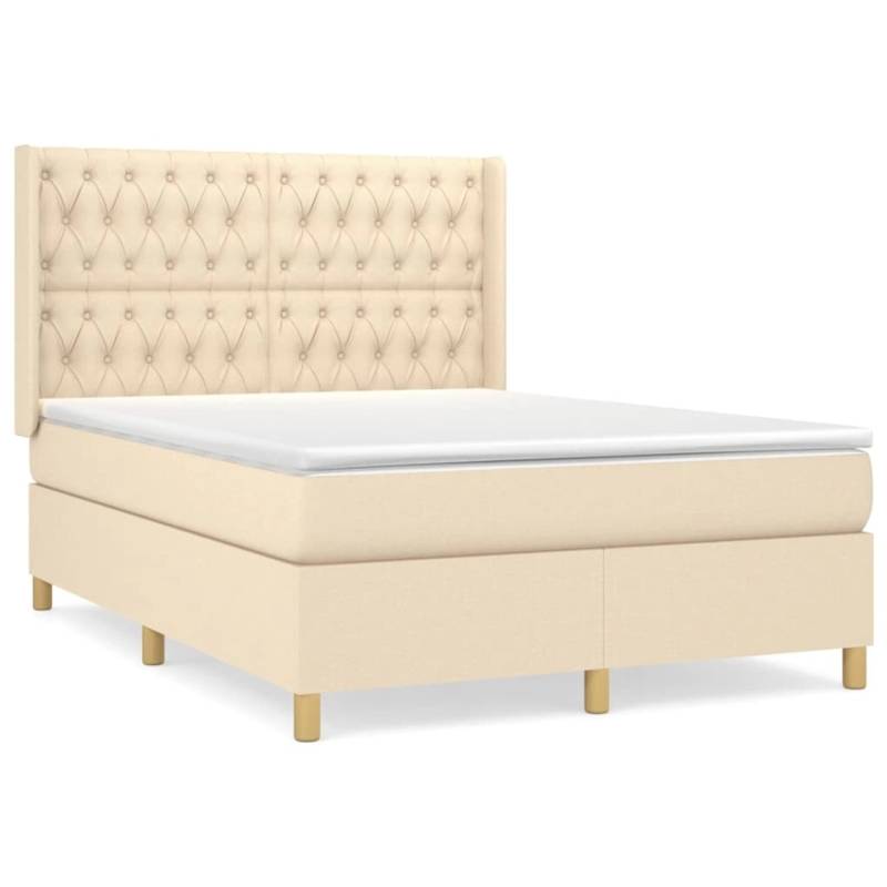 vidaXL Boxspringbett mit Matratze Creme 140x200 cm Stoff1396445 von VIDAXL