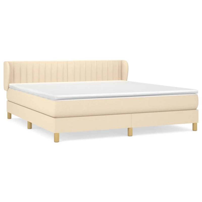 vidaXL Boxspringbett mit Matratze Creme 160x200 cm Stoff1393465 von VIDAXL