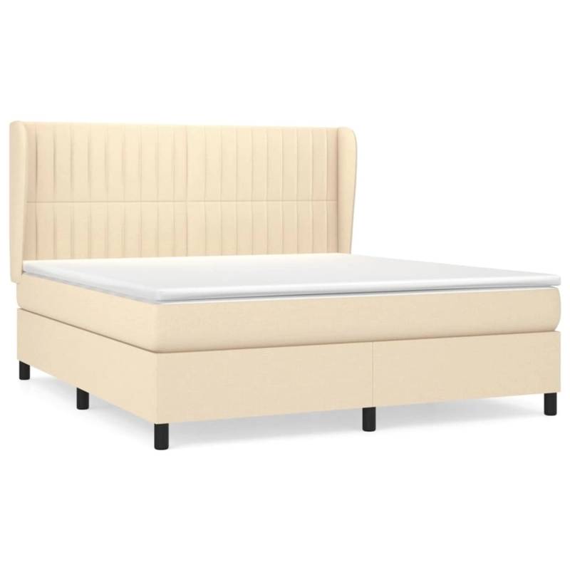 vidaXL Boxspringbett mit Matratze Creme 160x200 cm Stoff1393479 von VIDAXL