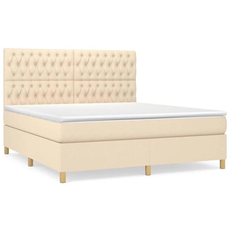 vidaXL Boxspringbett mit Matratze Creme 180x200 cm Stoff1347708 von VIDAXL