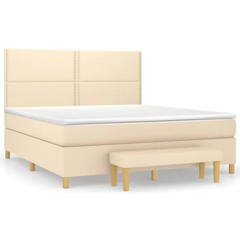 vidaXL Boxspringbett mit Matratze Creme 180x200 cm Stoff1358340 von VIDAXL