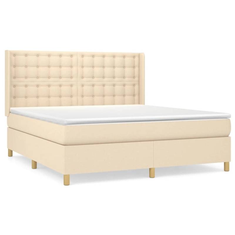 vidaXL Boxspringbett mit Matratze Creme 180x200 cm Stoff1378400 von VIDAXL