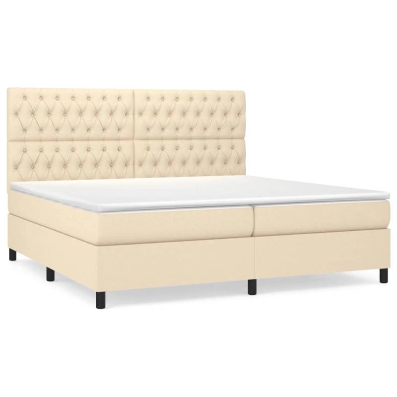 vidaXL Boxspringbett mit Matratze Creme 200x200 cm Stoff1347519 von VIDAXL