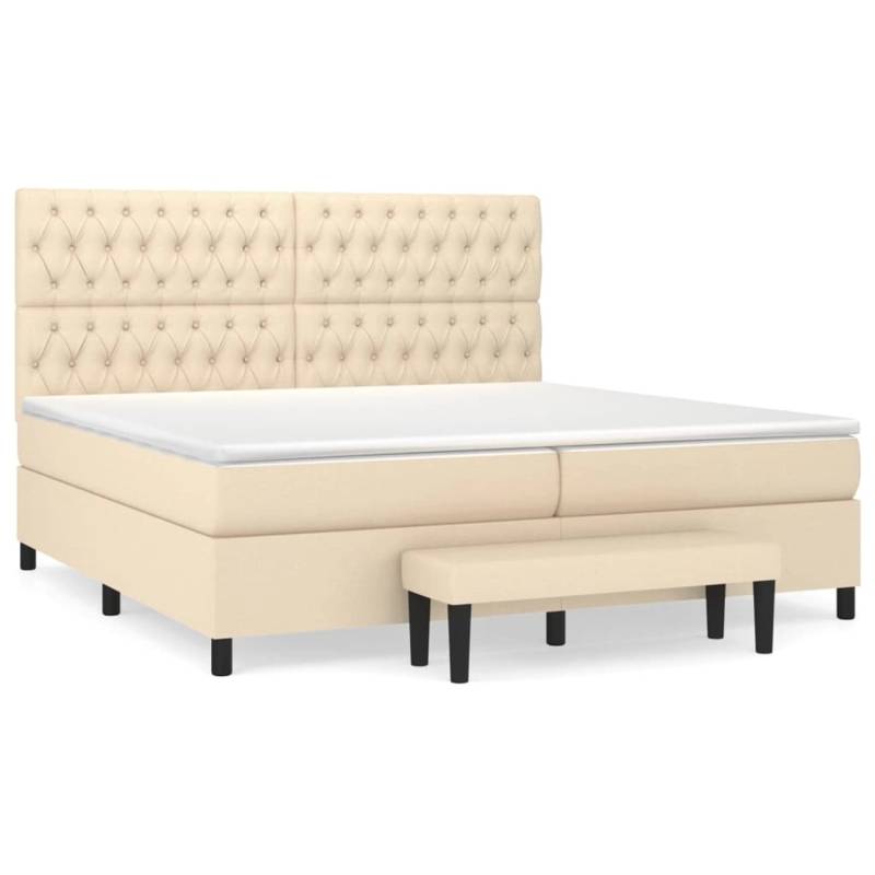 vidaXL Boxspringbett mit Matratze Creme 200x200 cm Stoff1358471 von VIDAXL