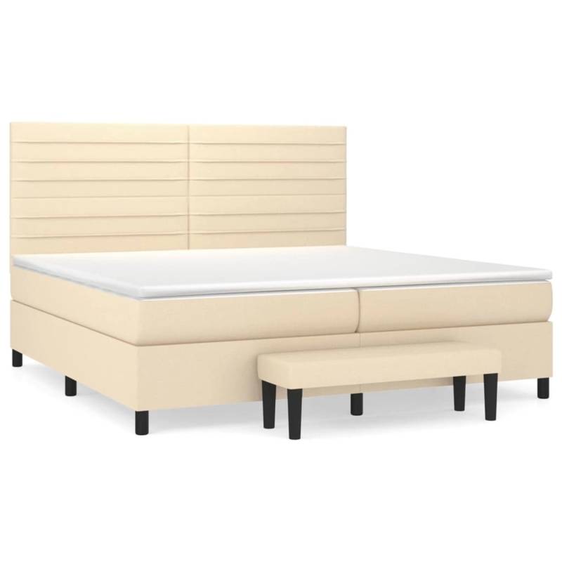 vidaXL Boxspringbett mit Matratze Creme 200x200 cm Stoff1358602 von VIDAXL