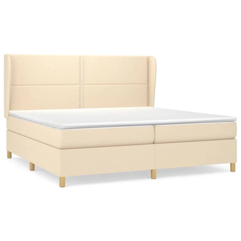 vidaXL Boxspringbett mit Matratze Creme 200x200 cm Stoff1372615 von VIDAXL