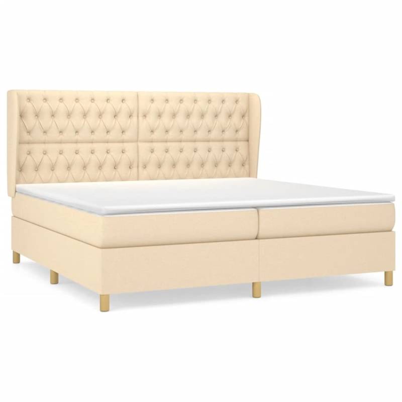 vidaXL Boxspringbett mit Matratze Creme 200x200 cm Stoff1372910 von VIDAXL