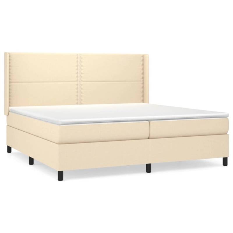 vidaXL Boxspringbett mit Matratze Creme 200x200 cm Stoff1376898 von VIDAXL