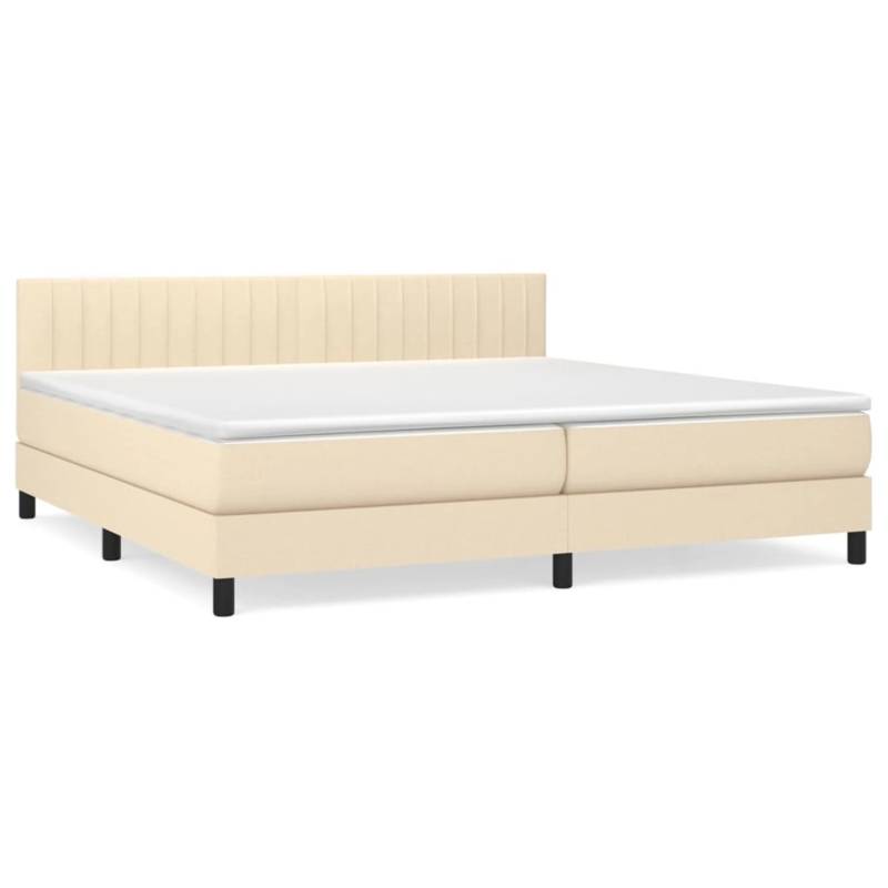 vidaXL Boxspringbett mit Matratze Creme 200x200 cm Stoff1395692 von VIDAXL