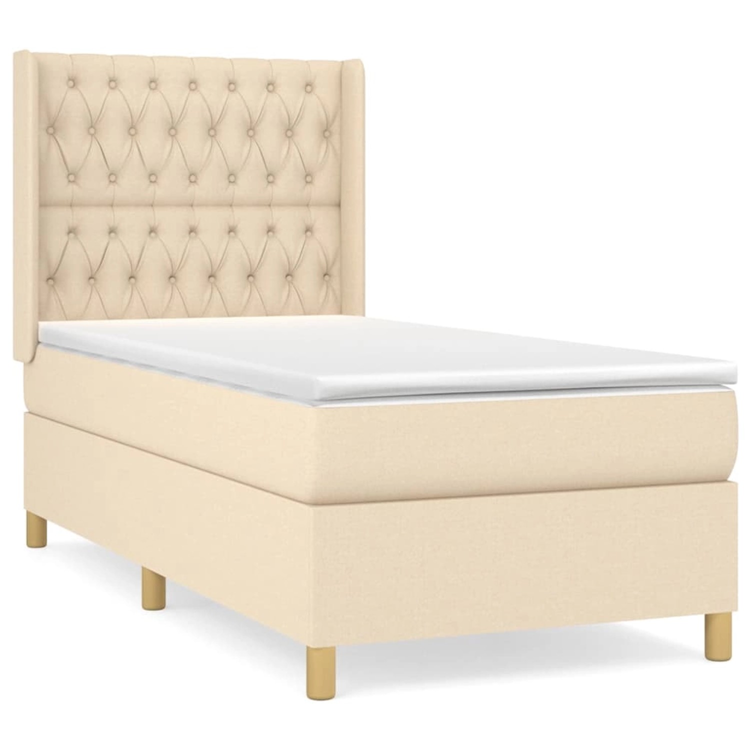 vidaXL Boxspringbett mit Matratze Creme 90x190 cm Stoff1350235 vidaXL Boxspringbett mit Matratze Creme 90x190 cm Stoff1350235 von VIDAXL