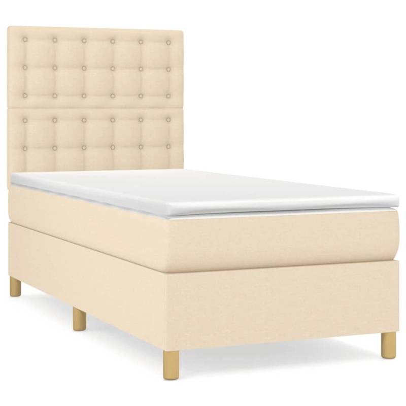vidaXL Boxspringbett mit Matratze Creme 90x190 cm Stoff1358787 von VIDAXL