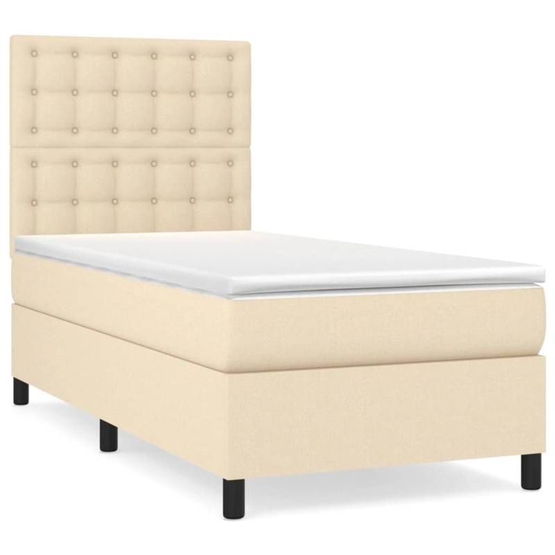 vidaXL Boxspringbett mit Matratze Creme 90x190 cm Stoff1358789 von VIDAXL