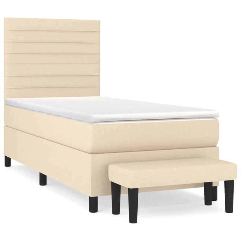vidaXL Boxspringbett mit Matratze Creme 90x190 cm Stoff1358797 von VIDAXL