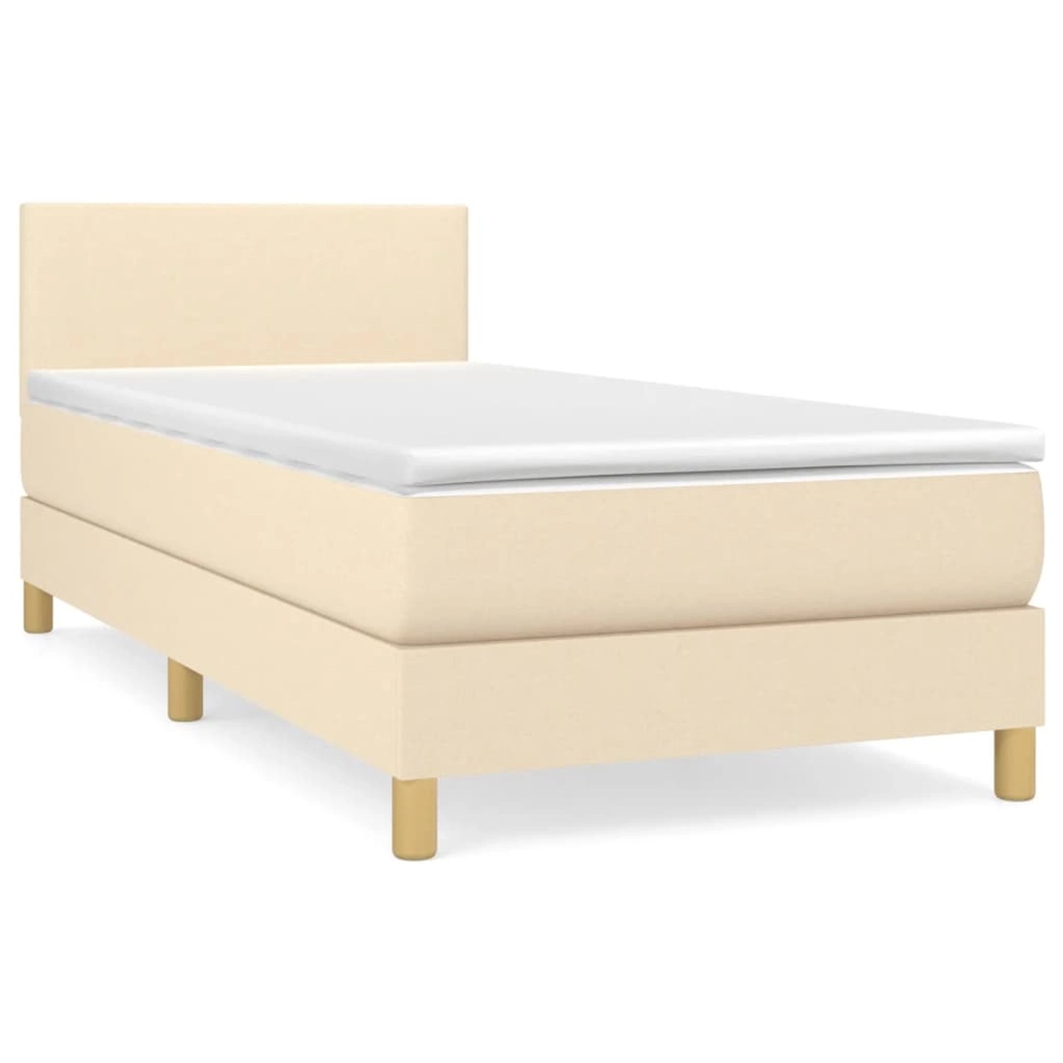 vidaXL Boxspringbett mit Matratze Creme 90x190 cm Stoff1373139 von VIDAXL