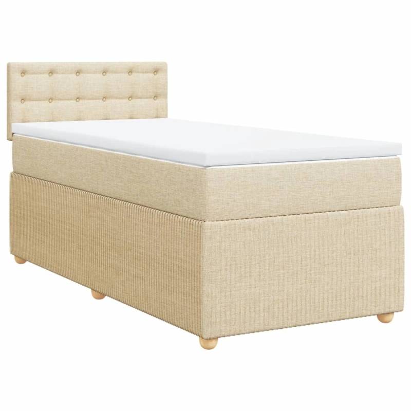 vidaXL Boxspringbett mit Matratze Creme 90x190 cm Stoff2102560 von VIDAXL