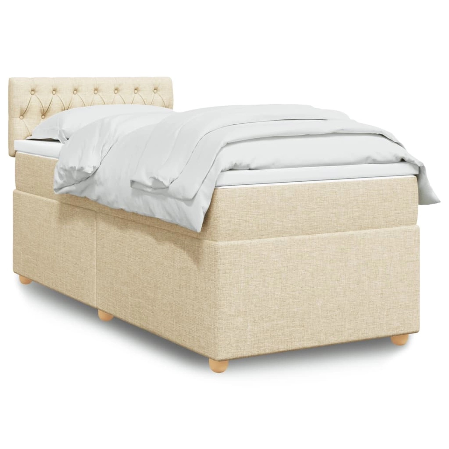 vidaXL Boxspringbett mit Matratze Creme 90x200 cm Stoff 3288875 vidaXL Boxspringbett mit Matratze Creme 90x200 cm Stoff 3288875 von VIDAXL
