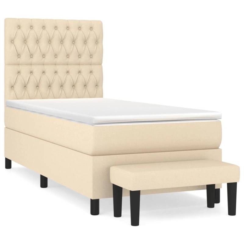 vidaXL Boxspringbett mit Matratze Creme 90x200 cm Stoff1368736 von VIDAXL