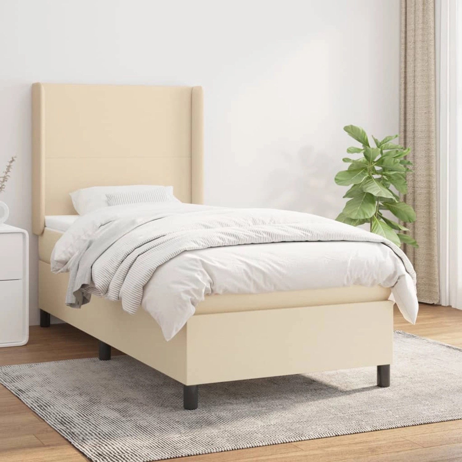 vidaXL Boxspringbett mit Matratze Creme 90x200 cm Stoff1376795 vidaXL Boxspringbett mit Matratze Creme 90x200 cm Stoff1376795 von VIDAXL