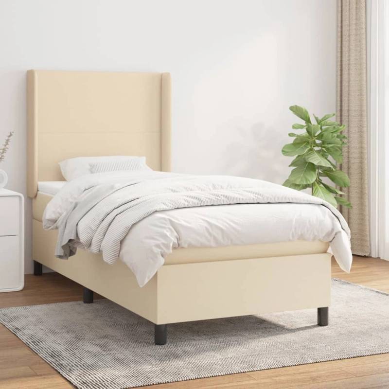 vidaXL Boxspringbett mit Matratze Creme 90x200 cm Stoff1376795 von VIDAXL