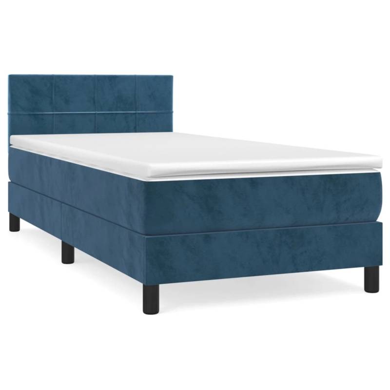 vidaXL Boxspringbett mit Matratze Dunkelblau 100x200 cm Samt1389948 von VIDAXL