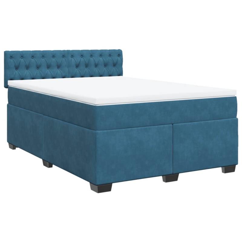 vidaXL Boxspringbett mit Matratze Dunkelblau 140x200 cm Samt2107524 von VIDAXL