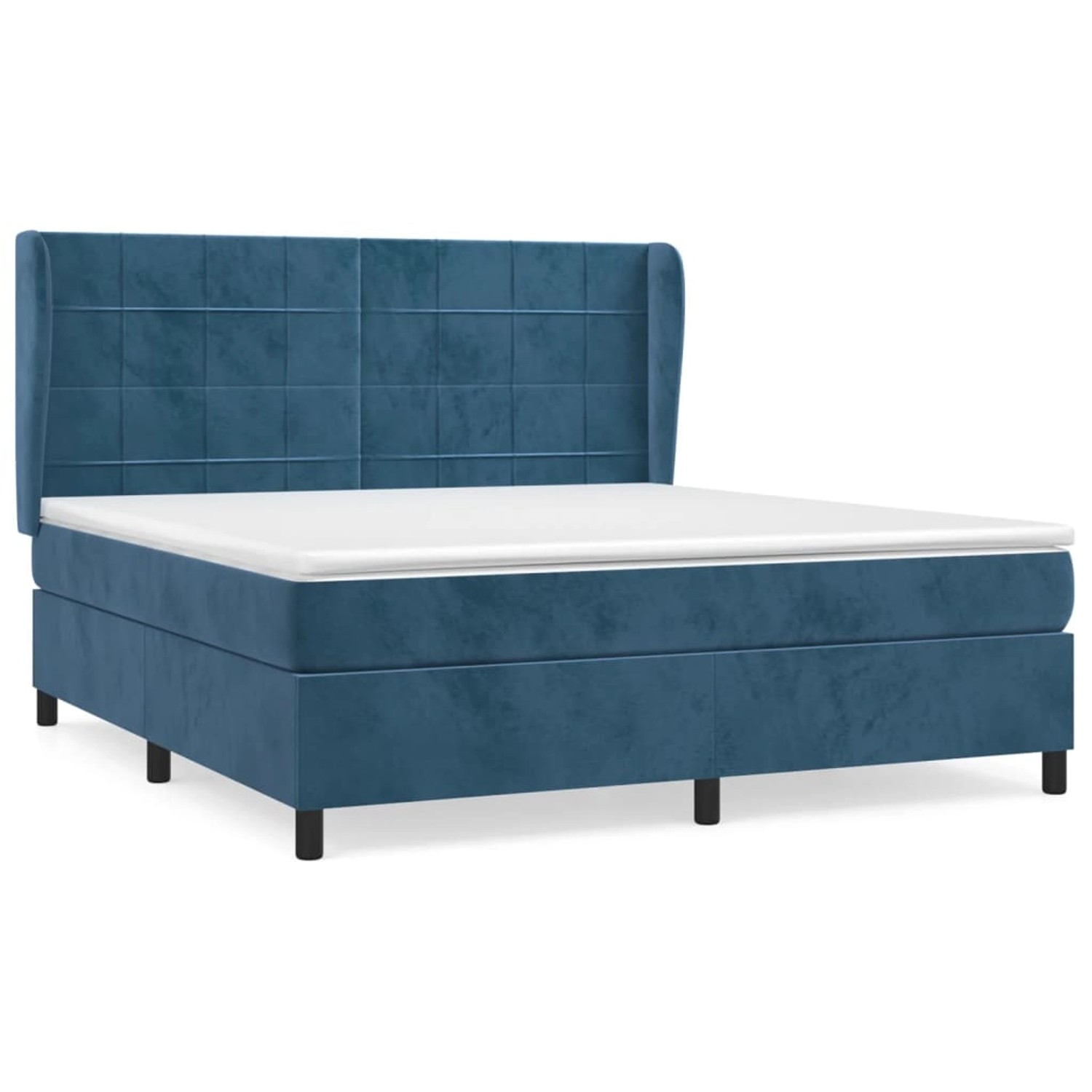 vidaXL Boxspringbett mit Matratze Dunkelblau 160x200 cm Samt 3129223 von VIDAXL