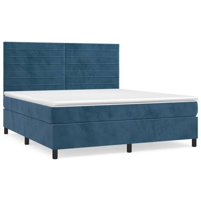 vidaXL Boxspringbett mit Matratze Dunkelblau 160x200 cm Samt1348852 von VIDAXL