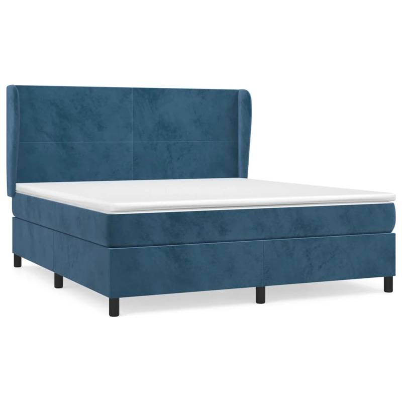 vidaXL Boxspringbett mit Matratze Dunkelblau 160x200 cm Samt1383186 von VIDAXL