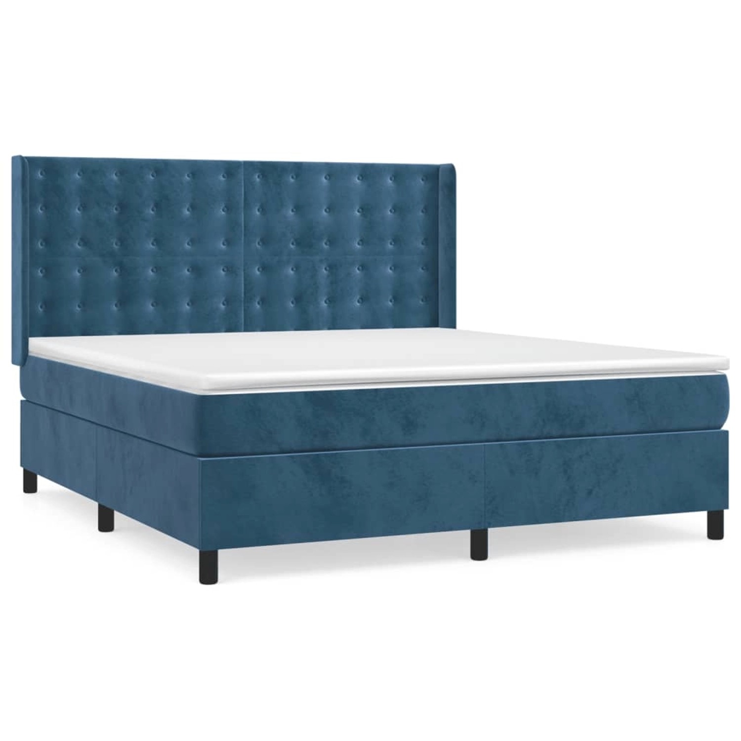 vidaXL Boxspringbett mit Matratze Dunkelblau 180x200 cm Samt 3132937 von VIDAXL