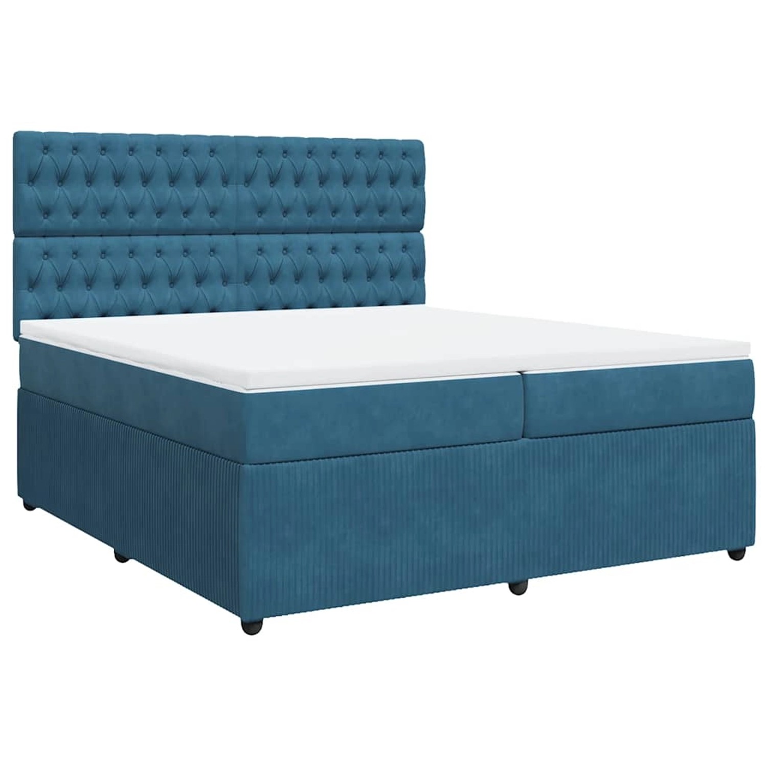 vidaXL Boxspringbett mit Matratze Dunkelblau 200x200 cm Samt 3292440 von VIDAXL
