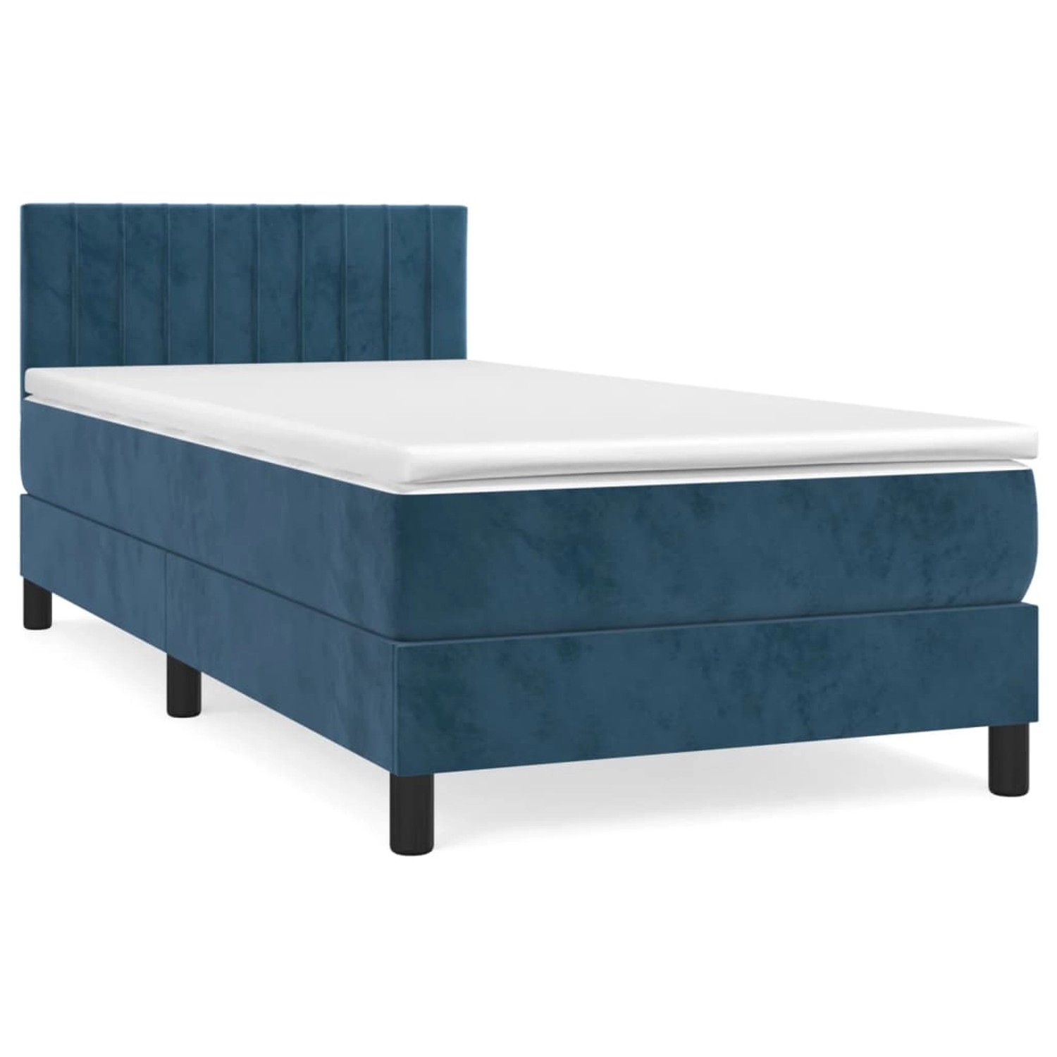 vidaXL Boxspringbett mit Matratze Dunkelblau 80x200 cm Samt1537748 von VIDAXL